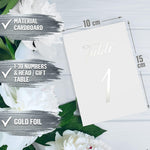 Load image into Gallery viewer, Silver Table Numbers 1 30 for Wedding Reception Silver Foil Table Number Cards 4x6 in with Head &amp; Gift Table Restaurant Table Numbers Wedding Numbers for Tables Card Stock Wedding Table Numbers
