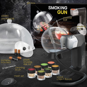 Smoking Gun Wood Smoke Infuser  Premium Kit 14 PCS Smoker Machine with Accessories and Wood Chips  Cold Smoke for Food and Drinks  Gift for Man