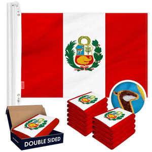 Peru Peruvian Flag 3x5 Ft 10Pack Doublesided Embroidered Polyester By G128