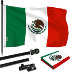 Load image into Gallery viewer, G128  6 Feet Tangle Free Spinning Flagpole (Black) Mexico Brass Grommets Printed 3x5 ft (Flag Included) Aluminum Flag Pole
