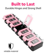 Load image into Gallery viewer, Weekly Pill Organizer 1 time a Day Pill Box 7 Day with Enhanced Waterproof Seal Pink Large compartments Hold Big Vitamins &amp; Supplements Upgraded Locking lids for Home &amp; Travel use Durable Hard case
